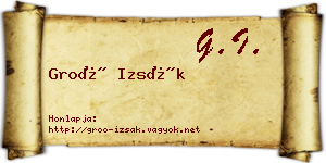 Groó Izsák névjegykártya